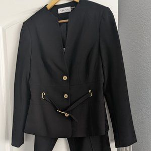 Black and Gold Belted Blazer + Trouser Set 8 Gently Worn